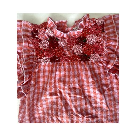 THML Womens Gingham Print Embroidered Tank Blouse Size M - Picture 5 of 7